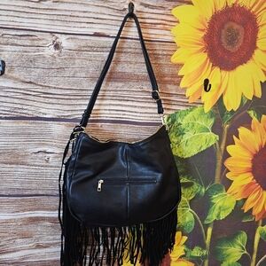 Fringe Black Shoulder Bag
